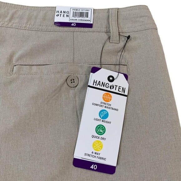 Hang Ten Hybrid Shorts Men’s Size 40 Waist Khaki Drawstring 4-Way Stretch - New - Picture 4 of 5